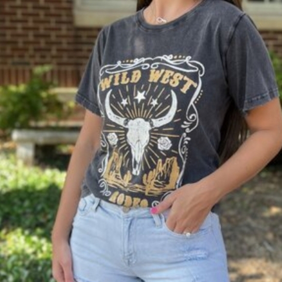 Zutter Wild West Rodeo Black Distressed Graphic 100% Cotton Short Sleeve Tee S - Picture 3 of 9